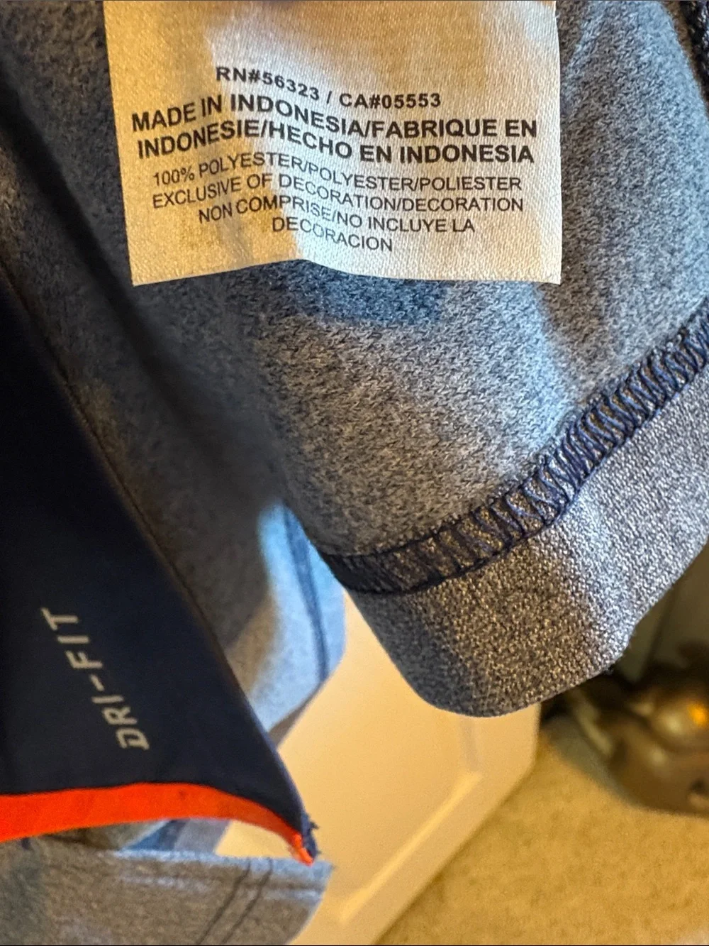 Nike Men's Navy, Gray & Orange Half-Zip Pullover with Illinois 'I'
